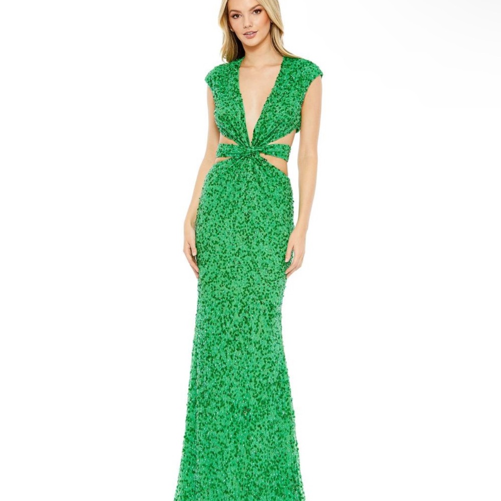 Mac Duggal Green Sequin Gown